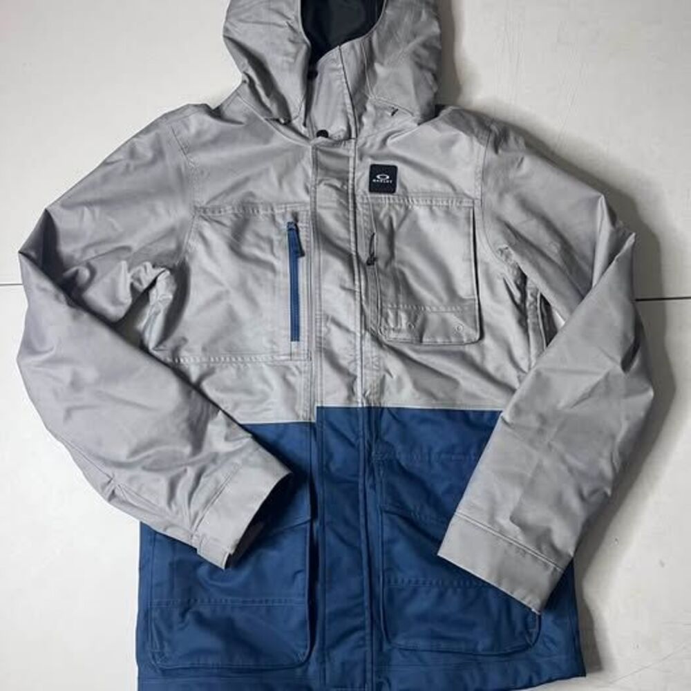 Oakley FN Dry 15K BioZone Men’s Small Ski Snowboard Jacket Gray Blue Hooded